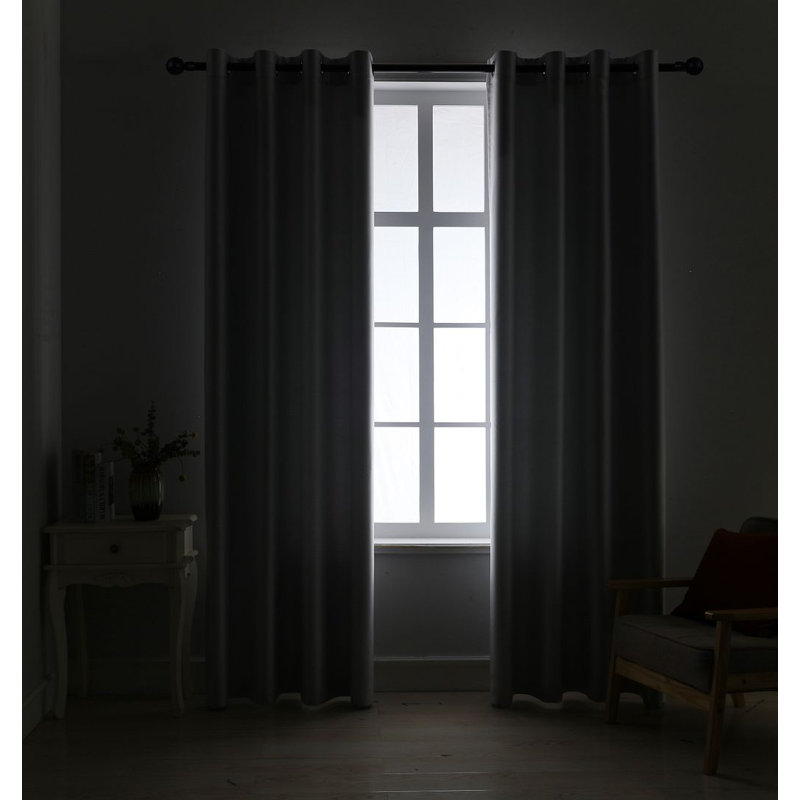 Rideau simple obscurcissant avec œillets Grommet, L 52 po x L 84 po, Argent argent