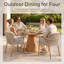 Ensemble repas pour 4 personnes avec table ronde et coussins inclus