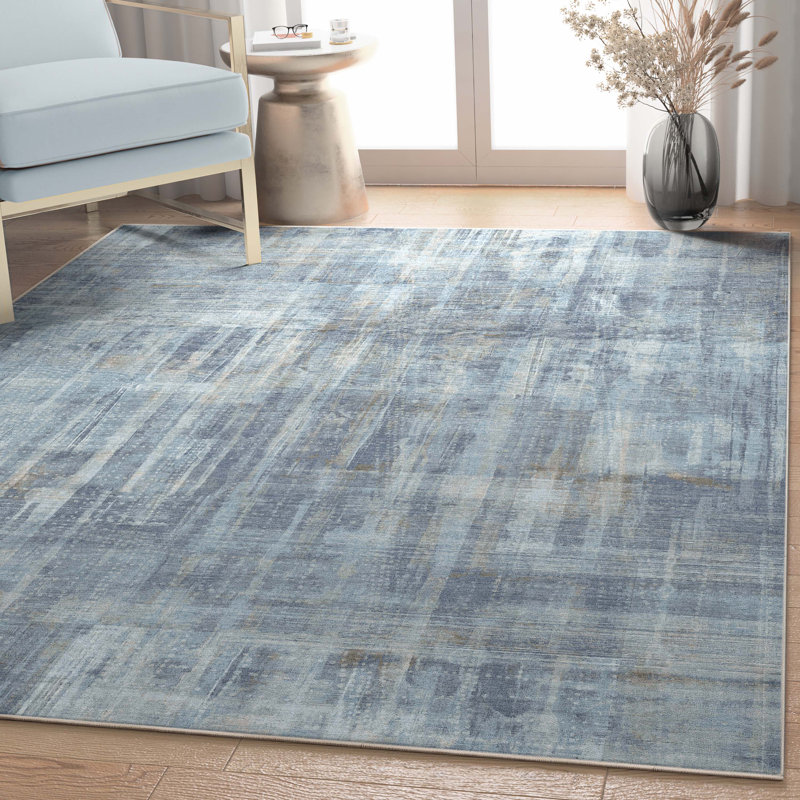 Tapis bleu tissé à plat Nuzzo Toronto, Rectangle 9 pi 10 po x 13 pi
