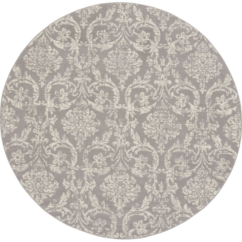 Rosemead Damask Indoor Rug, Round 8'