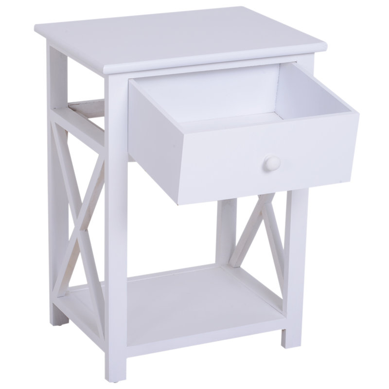 Dane End Table with Storage, White
