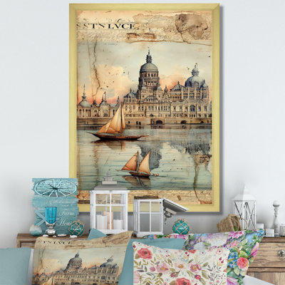 «Venice Distant Memories Journal Collage», reproduction sur toile