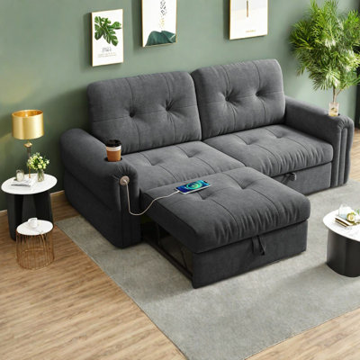 Multifunctional Sofas, 77 Inch Flannelette Steel Modern Home Sleeper