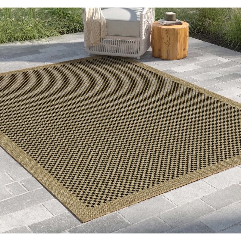 Earth Jute/Black Indoor/Outdoor Area Rug, Rectangle 7'10" x 10'3"