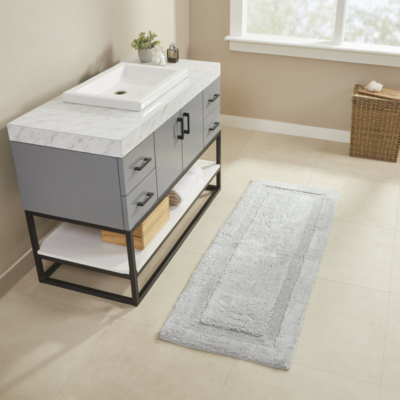 Fruggiero Cotton Blend Bath Rug, Glacier