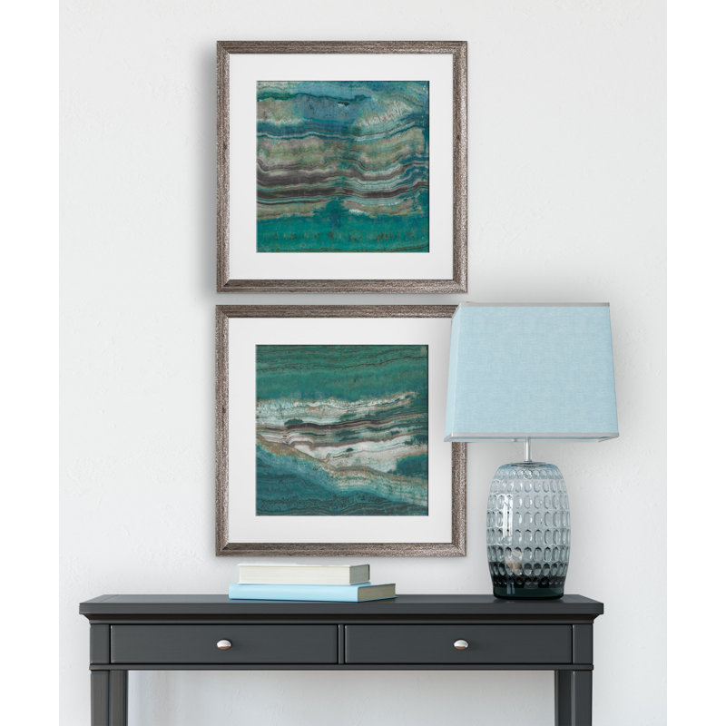 'Azure' 2 Piece Framed Print Set, Brown Framed