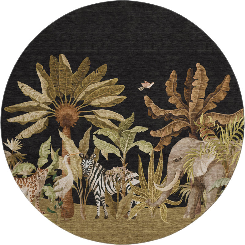 Premium Machine Washable Cerrito AMF203 Midnight Rug, Round 8'