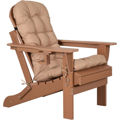 Folding Adirondack Chairs With Cushion, Hdpe Oversized Patio Chair Weather Resistant by Winston Porter