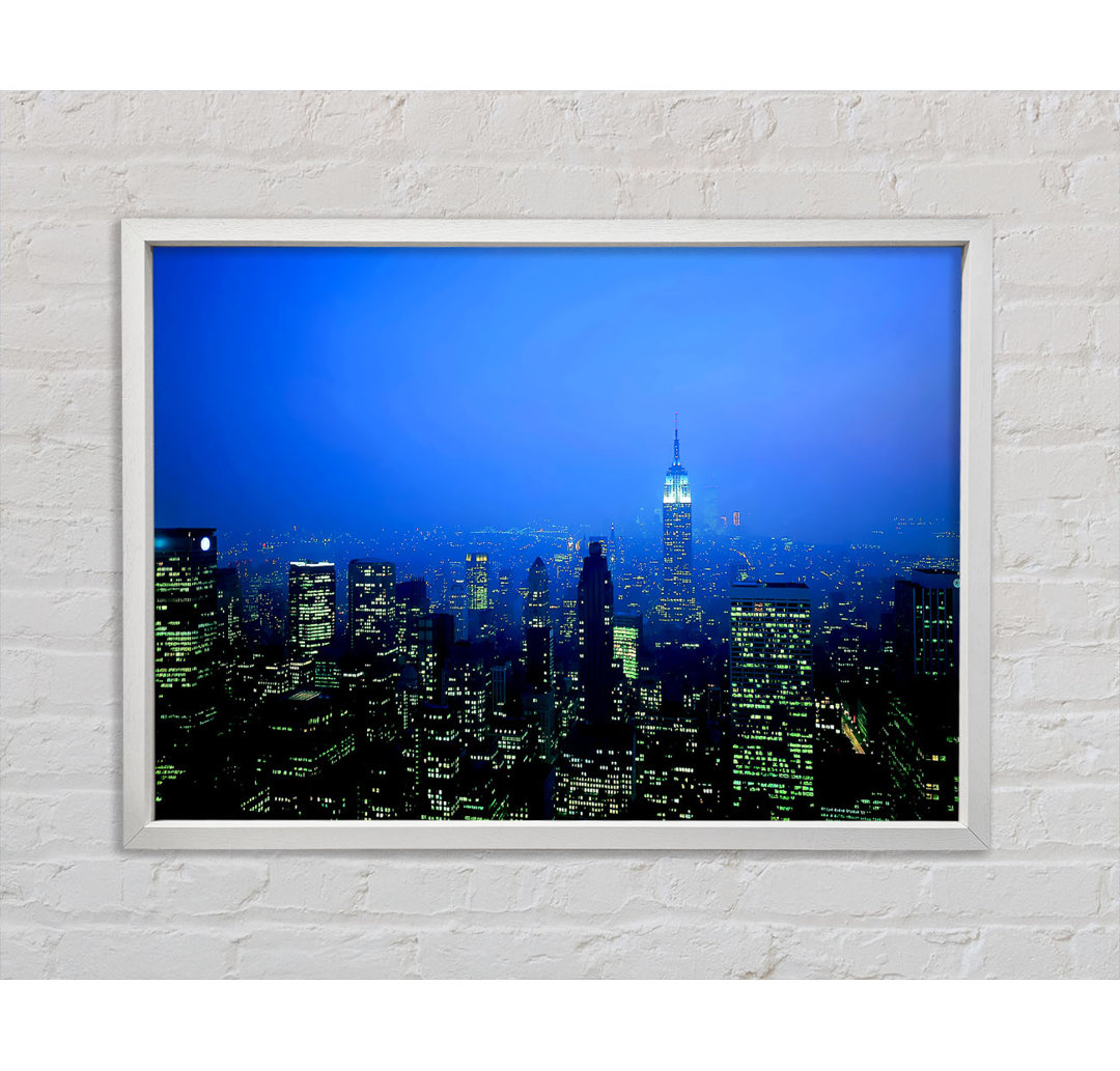 New York City Blue Mist At Night - Einzelbildrahmen Kunstdrucke auf Leinwand