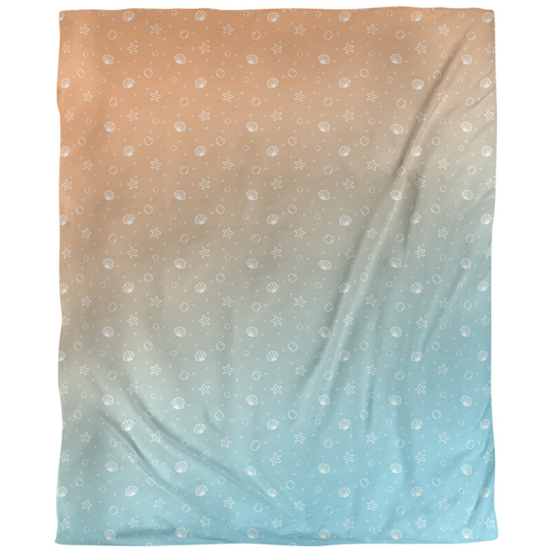 Tissu coquillage, Bleu / orange, L 54 po x l 36 po, Lin huître palazzo