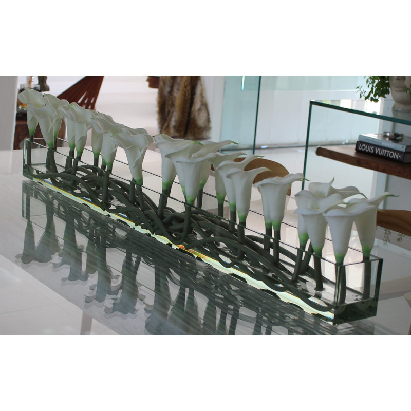 Casa Moderna Calla Lilies Centerpiece in Planter, White