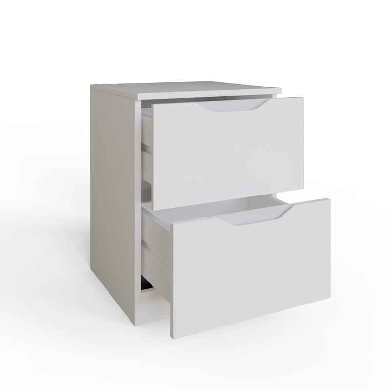 Groove Handled 2 Drawer Bedside, Matt White