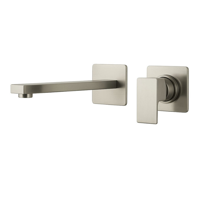 Scala 10" Wall Mounted Widespread Bathroom Faucet, Brushed Nickel