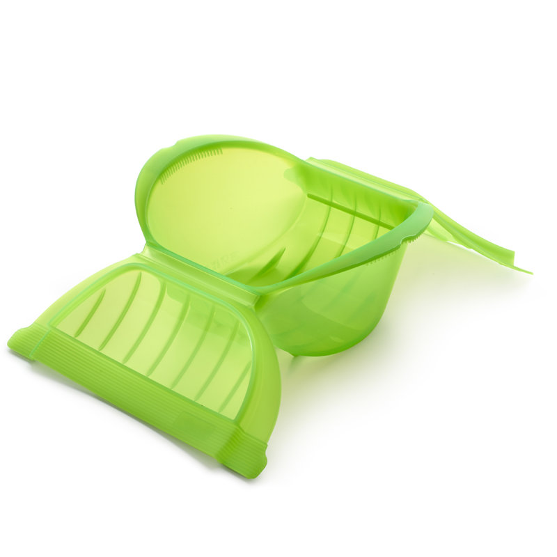 Lékué Deep Microwave Steam Cooker, 8.5cm H x 21.2cm L, Green