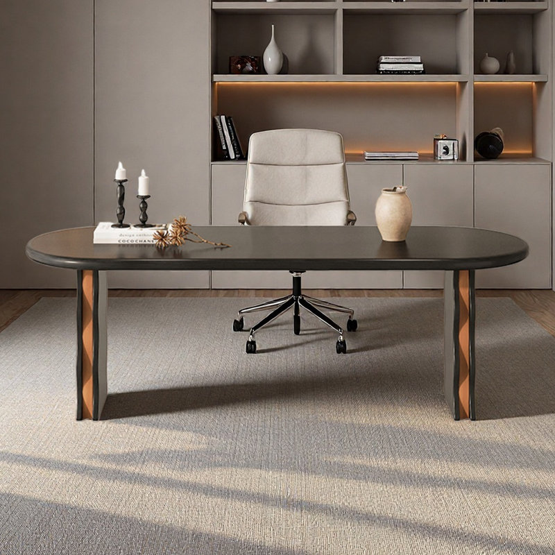 Bureau / bureau en bois massif pour un usage domestique, Noir, H 29,53 po x l 78,74 po x P 31,5 po