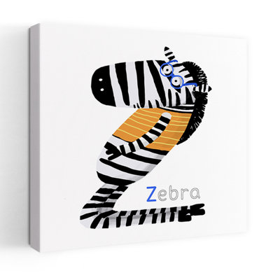 Playful Zebra Letter Z Playful Whimsical Contemporary Zebra Wall Art Print