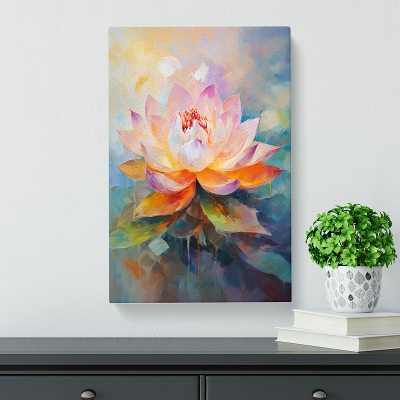 Lotus Flower Gestural Art No.2 - No Frame Print, 76cm H x 50cm W x 3cm D