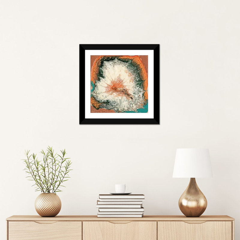 « caldera ii », impression sur toile, H 16 po x l 16 po x P 1 po, Papier d'art encadré noir, Blanc