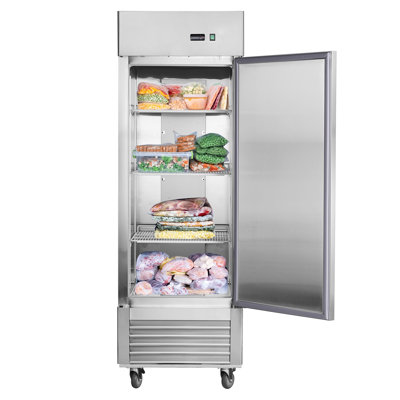 Congélateur vertical à porte simple en acier inoxydable de 27 po de largeur avec porte de 27,68 pieds cubes, pour l'intérieur et l'extérieur