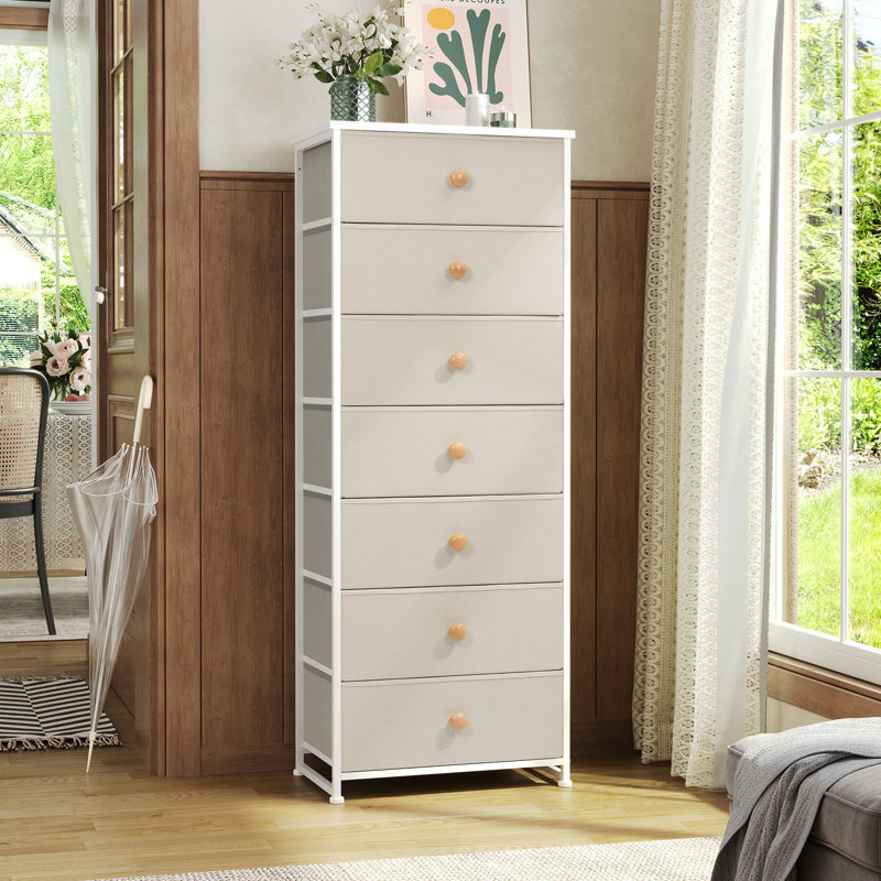 Commode 7 tiroirs l 19,69 po Caelyn, beige, Beige