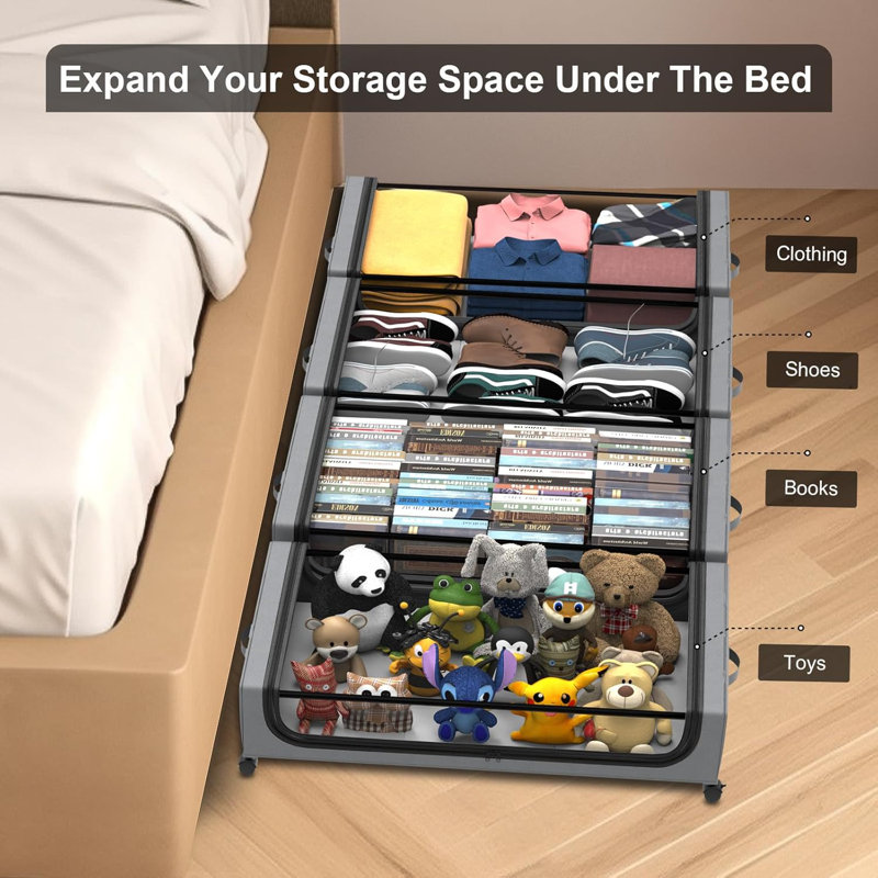 2-pack Under Bed Storage With Wheels & Lids