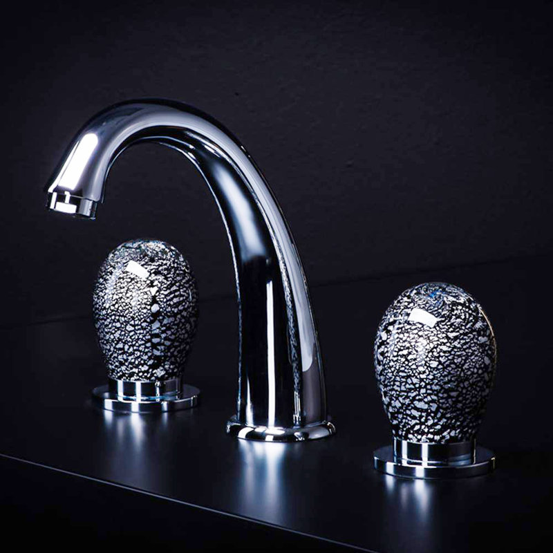 Murano Widespread Bathroom Faucet, Black/Silver