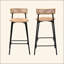 Tabourets de bar tissés à la main avec dossier, ensemble de 2 tabourets ronds en corde de papier avec repose-pieds pour îlot de cuisine et salle à manger