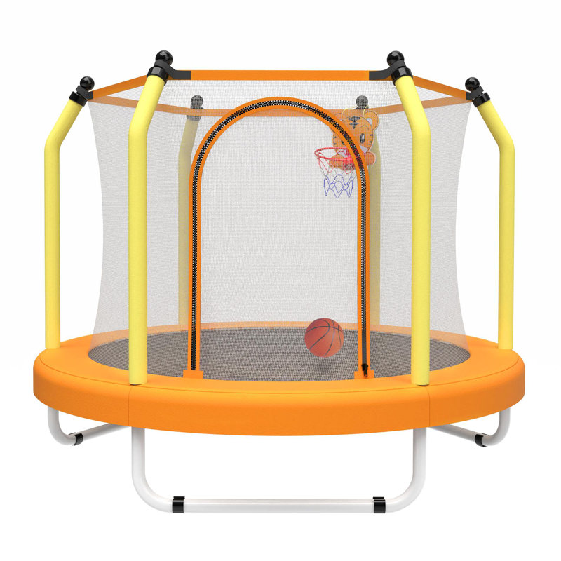 Trampoline de 55 pouces pour enfants avec trampoline intérieur et extérieur, Yellow/Orange