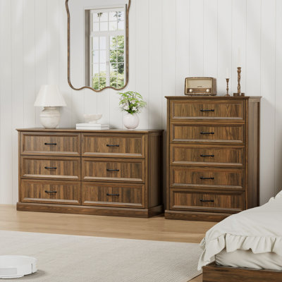 3 Pieces Bedroom Set,7 Drawer Dresser And 5 Dresser Chest  With Storage Cabinet