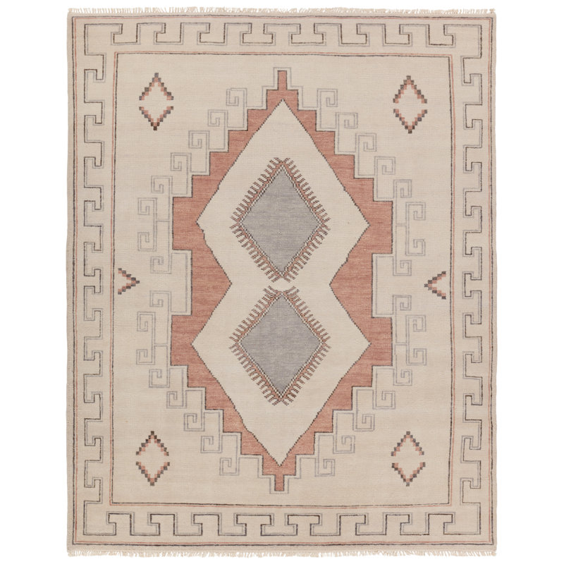 Jaipur Living Azzurro JIN08 Handknotted Medallion Cream and Pink Area Rug (10'x14'), Rectangle 8' x 10'