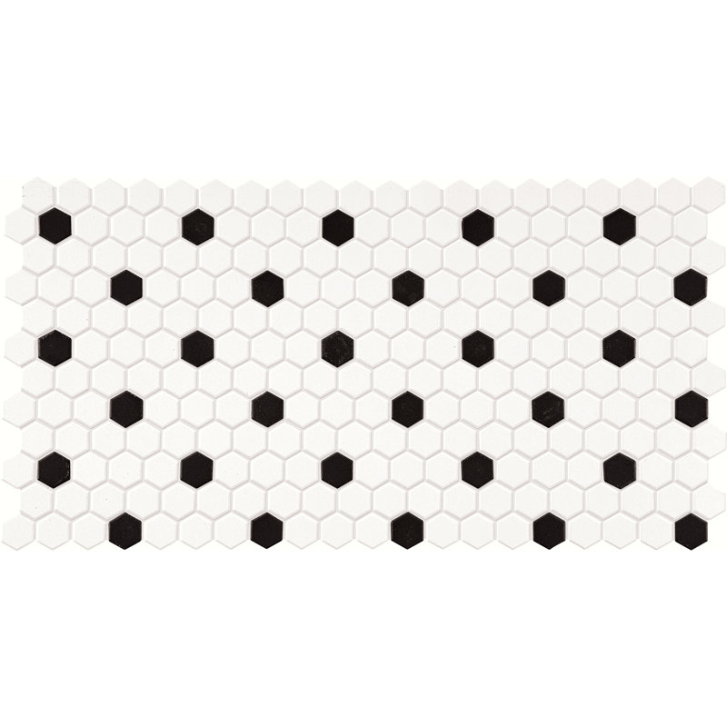 Daltile Keystones 2" Hexagon Mosaic Tile in Arctic White/Black (12 PC Per Carton) (20.76 SQFT Per Carton)