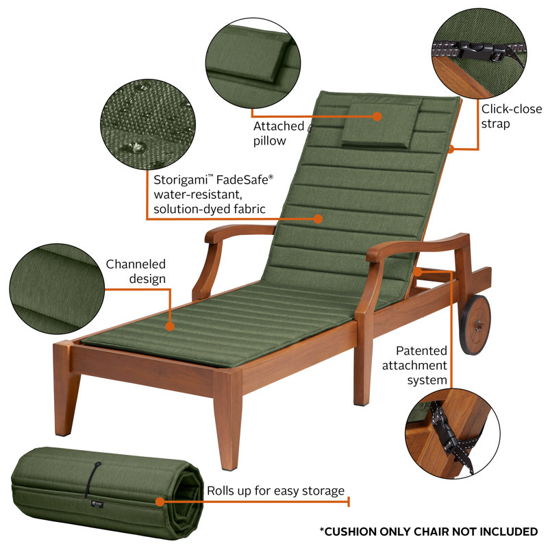 Outdoor Chaise Lounge Cushion, 80" L x 26" W, Heather Fern