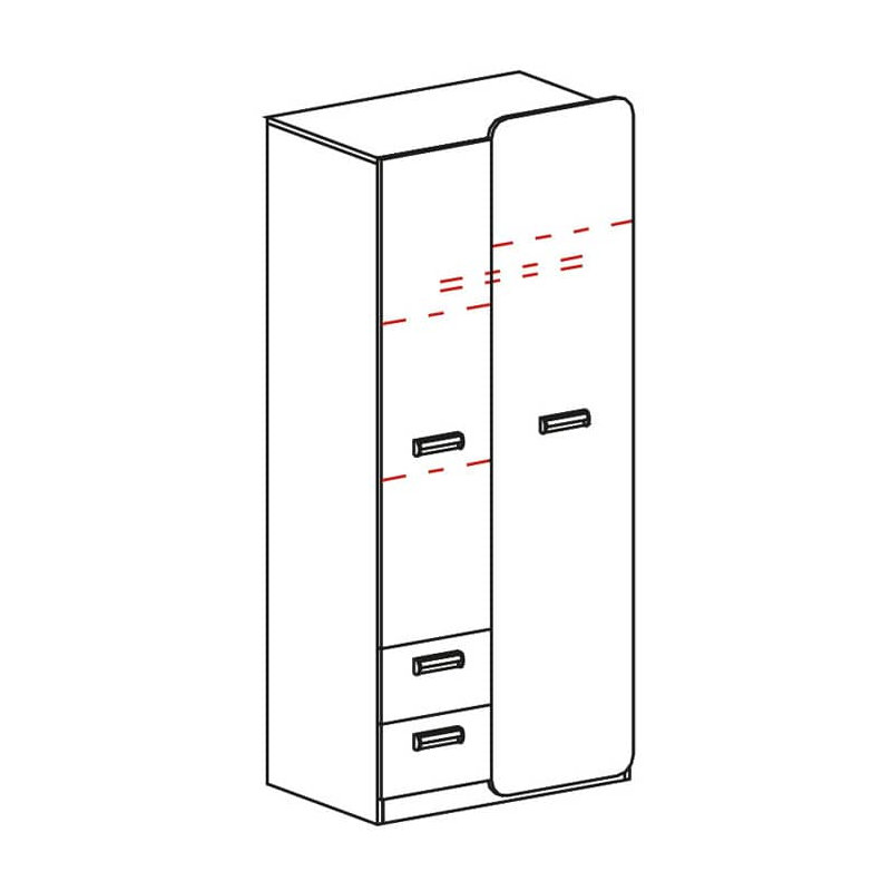 Odda 2 Door Manufactured Wood Wardrobe, White Matt/Oak Nash