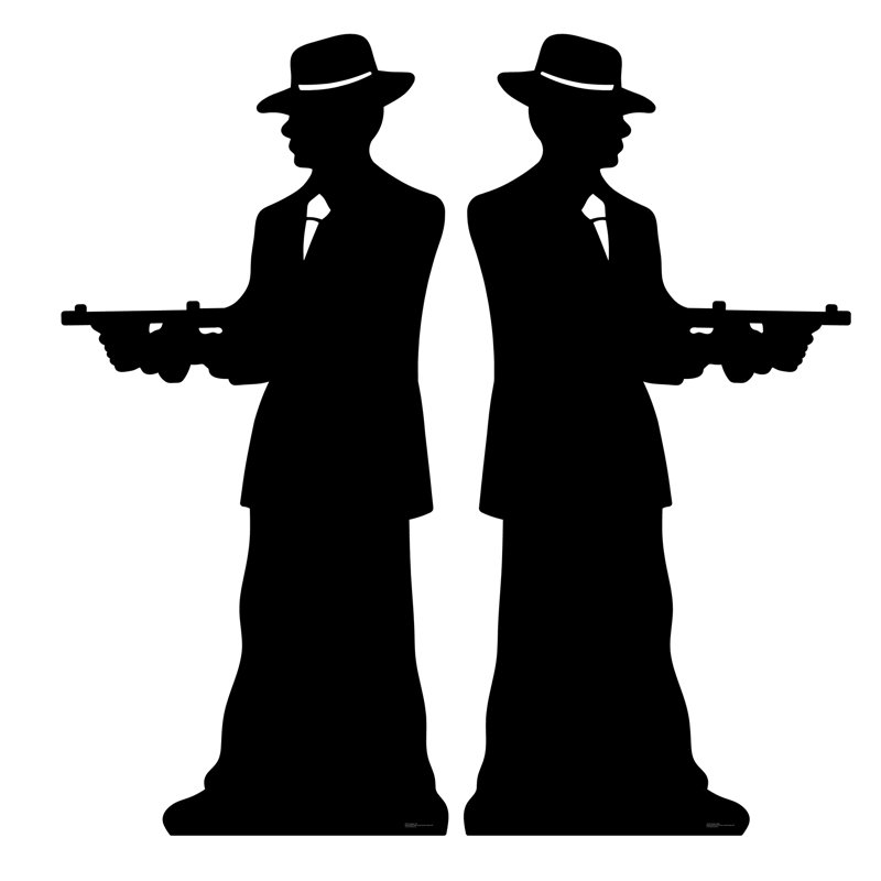 Accroche en carton double gangster silhouette