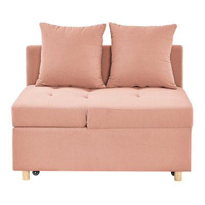 Contemporary Pink Sleeper Chair With Adjustable Back And Movable Wheel Perk For Apartments Feature