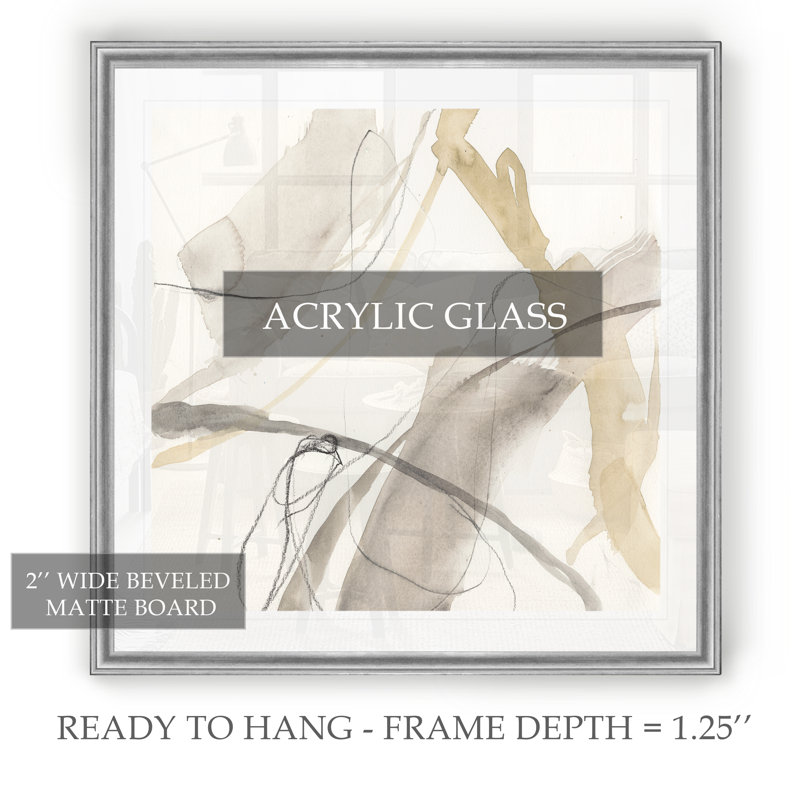 " Neutral Momentum II " Painting Print, Framed Print, 30" H x 30" W, Silver