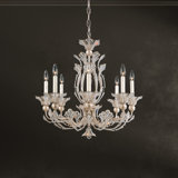 Rivendell 8 Light 26in x 23in Chandelier with Candleslips in Antique Silver with Clear Radiance Crystals