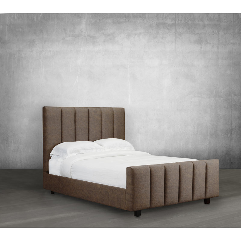 Lit plateforme en tissu d’ameublement, Blanc, Grand