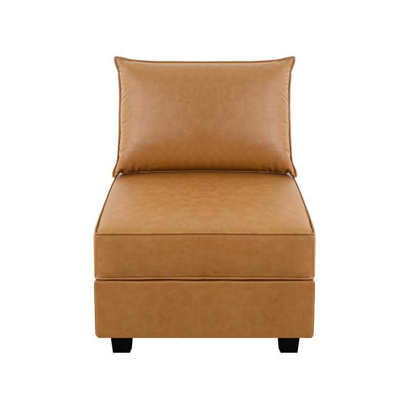 Schlosser 30.3" Wide Cocktail Ottoman, Air Leather, Caramel