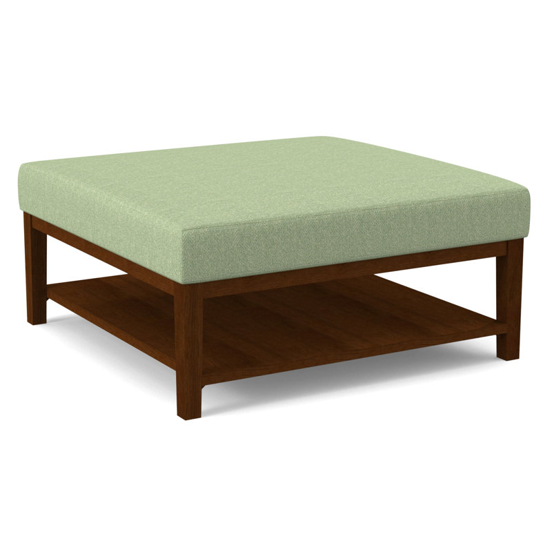 Hammond Upholstered Ottoman, Coffee Finish, White Performance Fabric; 0851-94