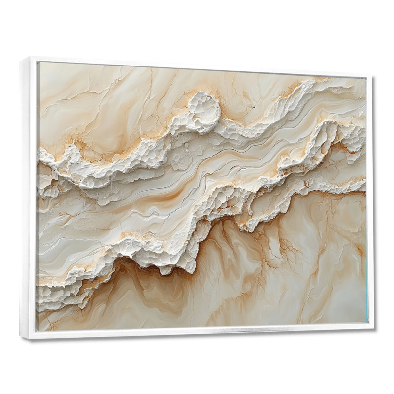 Woodmansee - Abstract Wall Art, H 30 po x l 40 po, Cadre flottant, Blanc