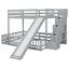 Lit superposé simple au-dessus d'un lit double avec glissière et escalier de rangement CloudBound, pin-115675303