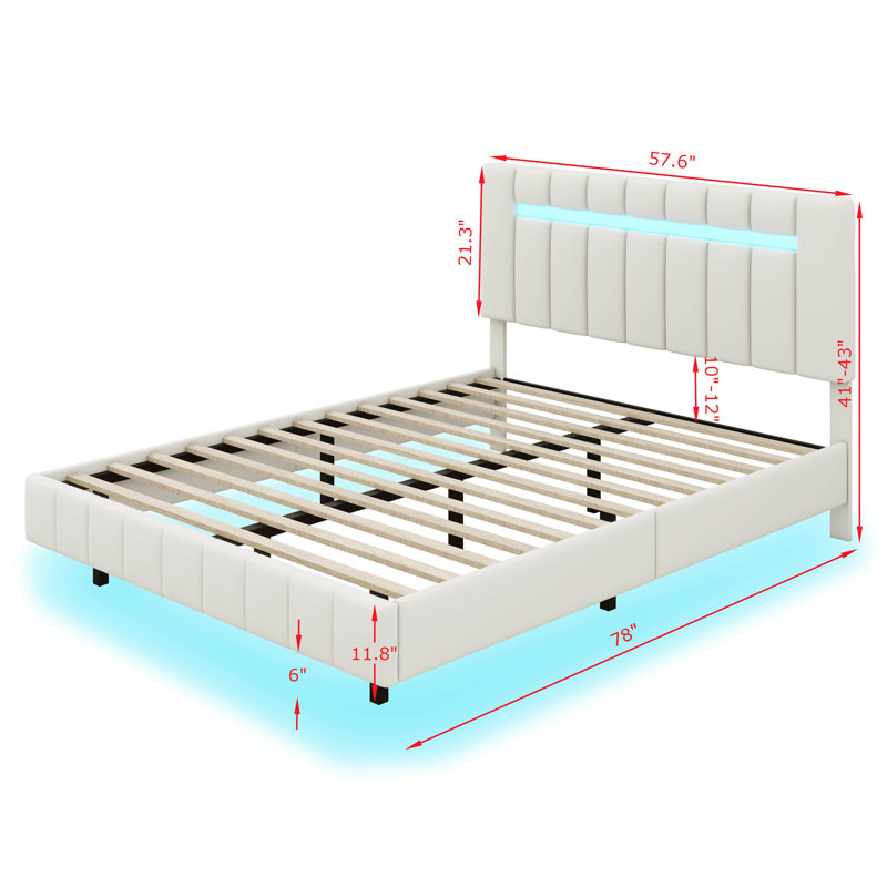 Herrel Upholstered Panel Bed, White