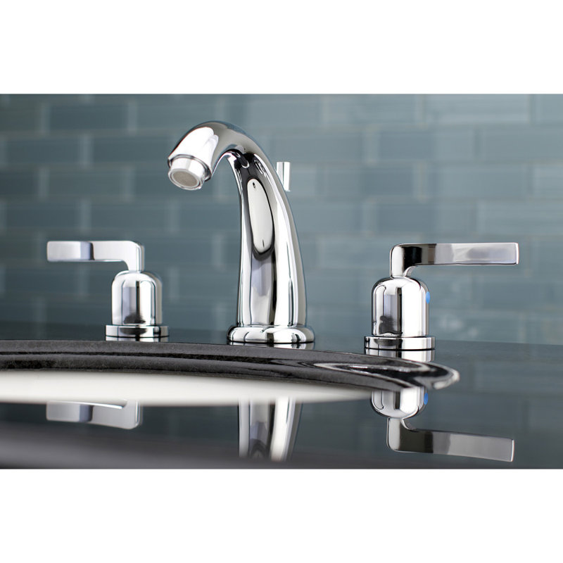 Kingston Brass Centurion Two-Handle 3-Hole Deck Mount Widespread Bathroom Faucet with Retail Pop-Up Drain, Polished Chrome