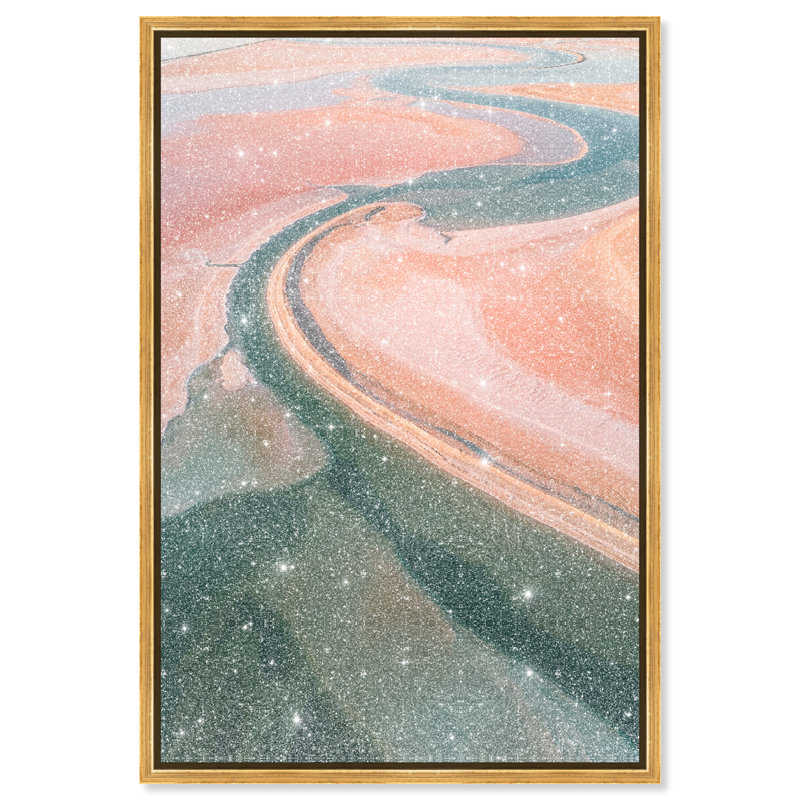 Peach Sand Abstract Canvas Print by Oliver Gal, Black Frame, 10 x 15, 37"H x 55"W, Gold Floater Frame