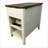 Farmhouse Nightstand with Charging Station, Barn Door & Drawer, Brown+White-558889179