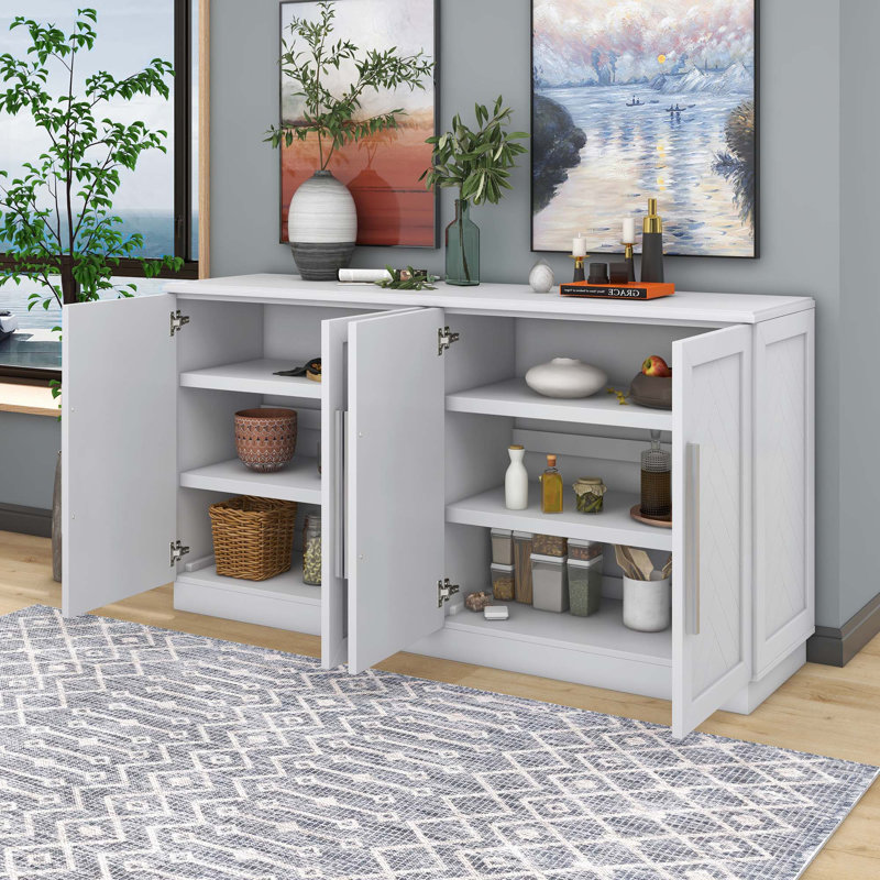 Buffet avec tablettes réglables, Blanc