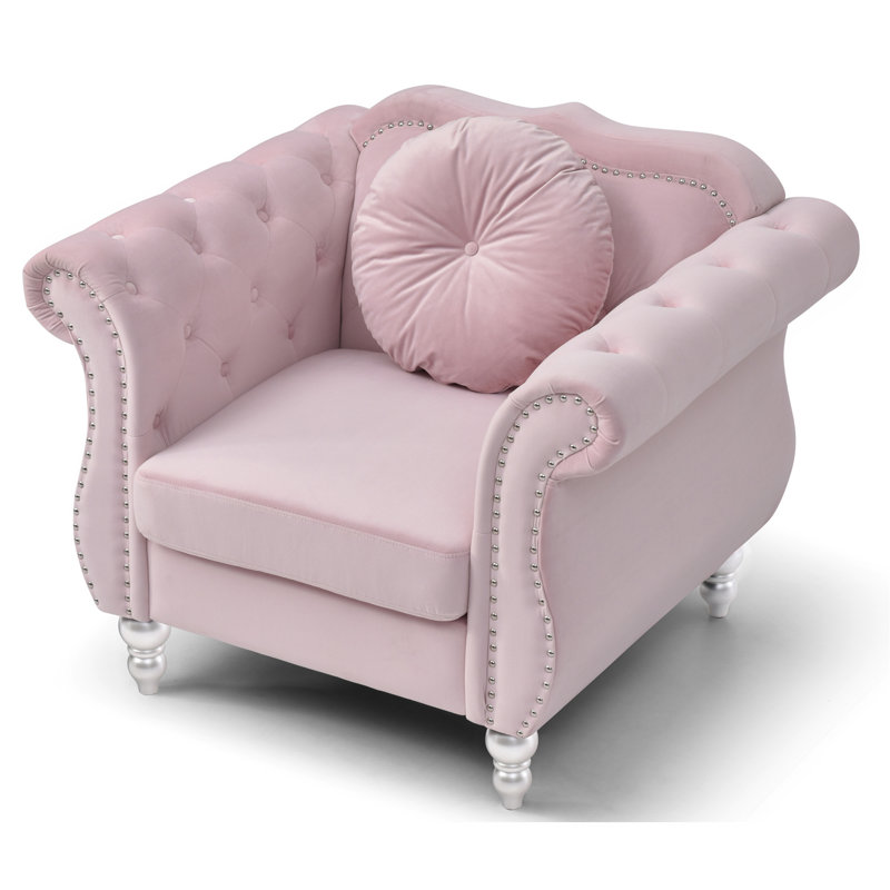 Chic Transitional Pink Accent Chair