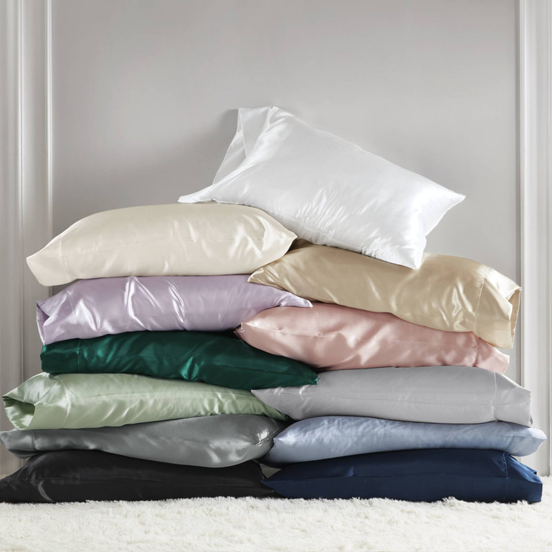 Ensemble de draps en satin de luxe, Gris, Ensemble de literie pour très grand lit divisé