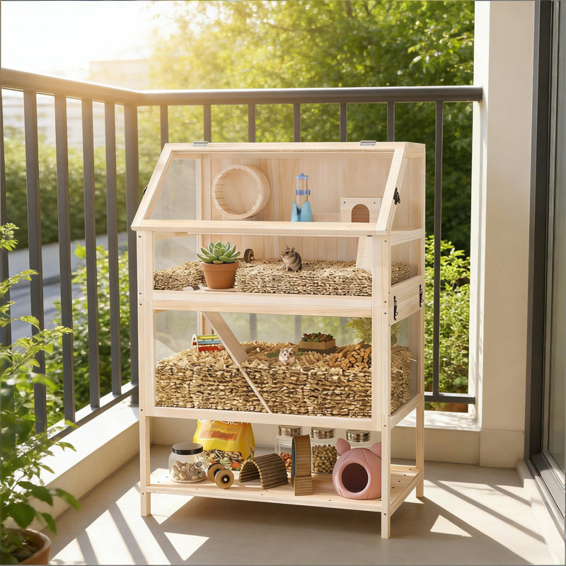 Cage pour animaux, cage à hamster en bois à plusieurs niveaux